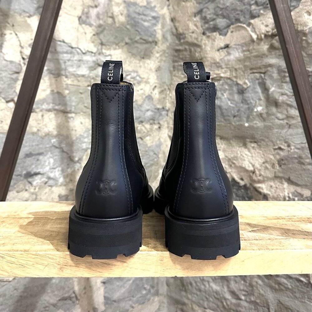 Celine Black Leather Margaret Lug Chelsea Boots - Picture 5 of 13